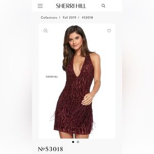 Sherri Hill style 53018 burgundy beaded dress. Size 10.